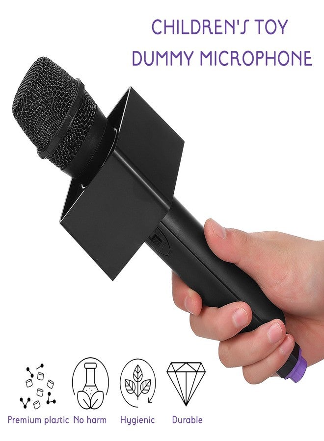 JOINPAYA 1pcs Plastic Simulation Microphone: Fake Microphone Prop with Square Cube Flag Station for Pretend Play Fun Stage Costume 10.61in - Image 3